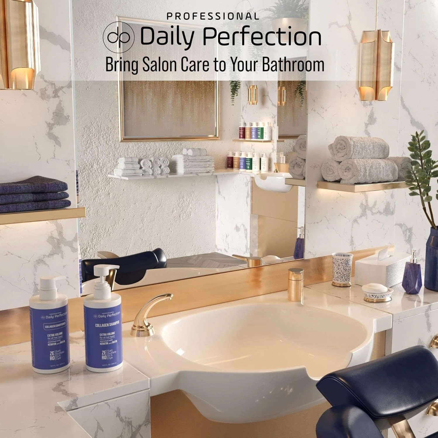 Collagen Shampoo to Hydrate and Volumize Your Hair with Biotin and Keratin. Salon-Grade Formula, Salt-Free, Sulfate-Free, and Paraben-Free for Fuller, Healthier Hair.