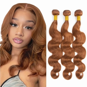 Color 30 Bundles Human Hair Brown Body Wave Bundles 8 10 12 inch Double Weft Brazilian Virgin Light Brown Remy Hair Extensions