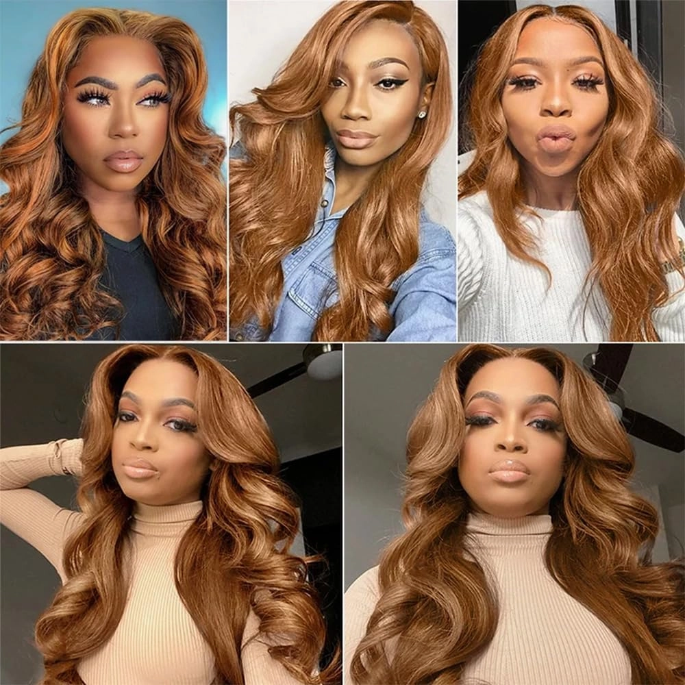 Color 30 Bundles Human Hair Brown Body Wave Bundles 8 10 12 inch Double Weft Brazilian Virgin Light Brown Remy Hair Extensions