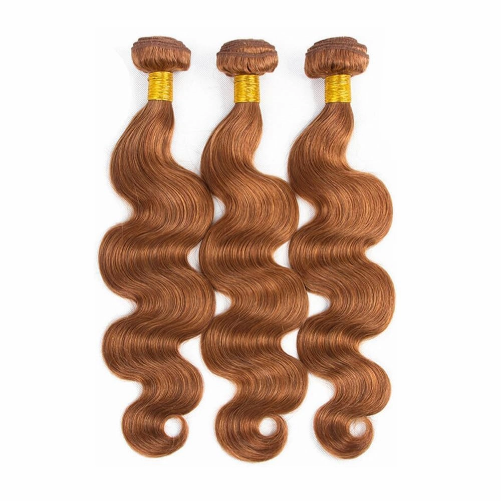 Color 30 Bundles Human Hair Brown Body Wave Bundles 8 10 12 inch Double Weft Brazilian Virgin Light Brown Remy Hair Extensions