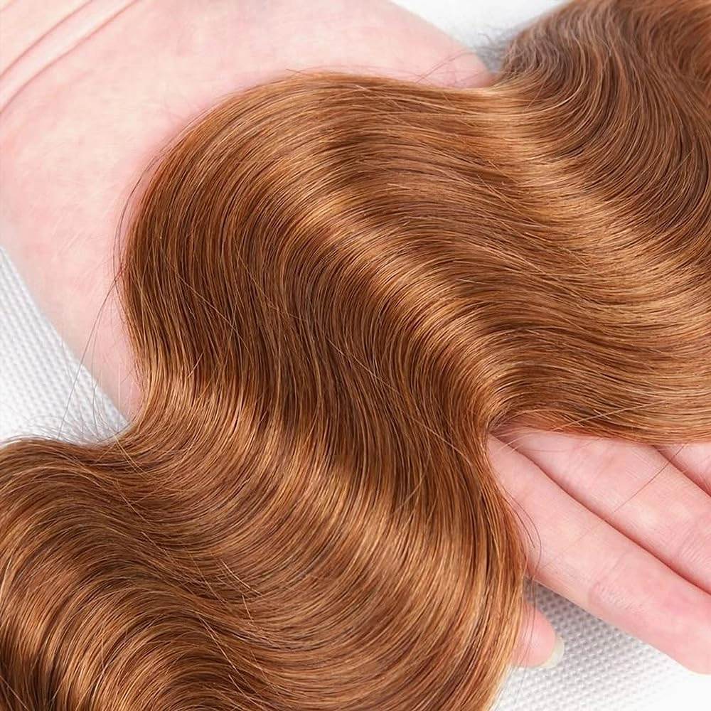 Color 30 Bundles Human Hair Brown Body Wave Bundles 8 10 12 inch Double Weft Brazilian Virgin Light Brown Remy Hair Extensions