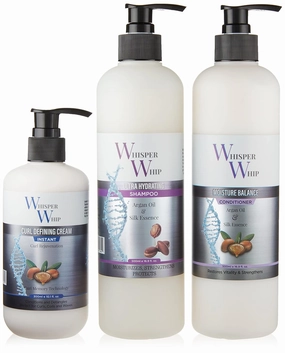 Combo Set with Ultra Hydrating Shampoo, Moisture Balance Conditioner, and Curl Defining Cream for all hair types