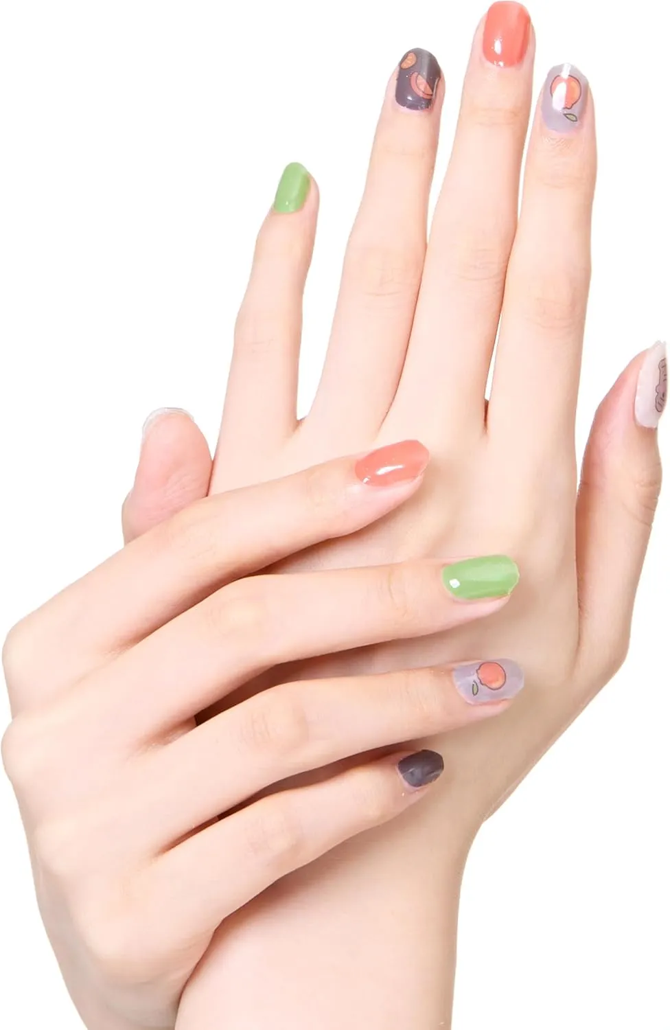 Completely Cured Gel Nail Stickers, 28pcs Gel Nail Strips, Protect from UV Because no Need UV Light lamp (Jeju Dream 28 pcs)