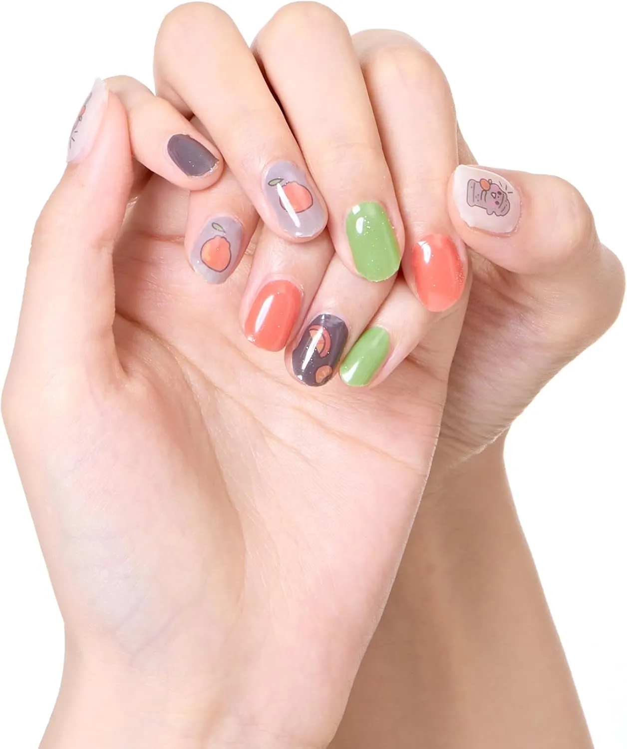 Completely Cured Gel Nail Stickers, 28pcs Gel Nail Strips, Protect from UV Because no Need UV Light lamp (Jeju Dream 28 pcs)