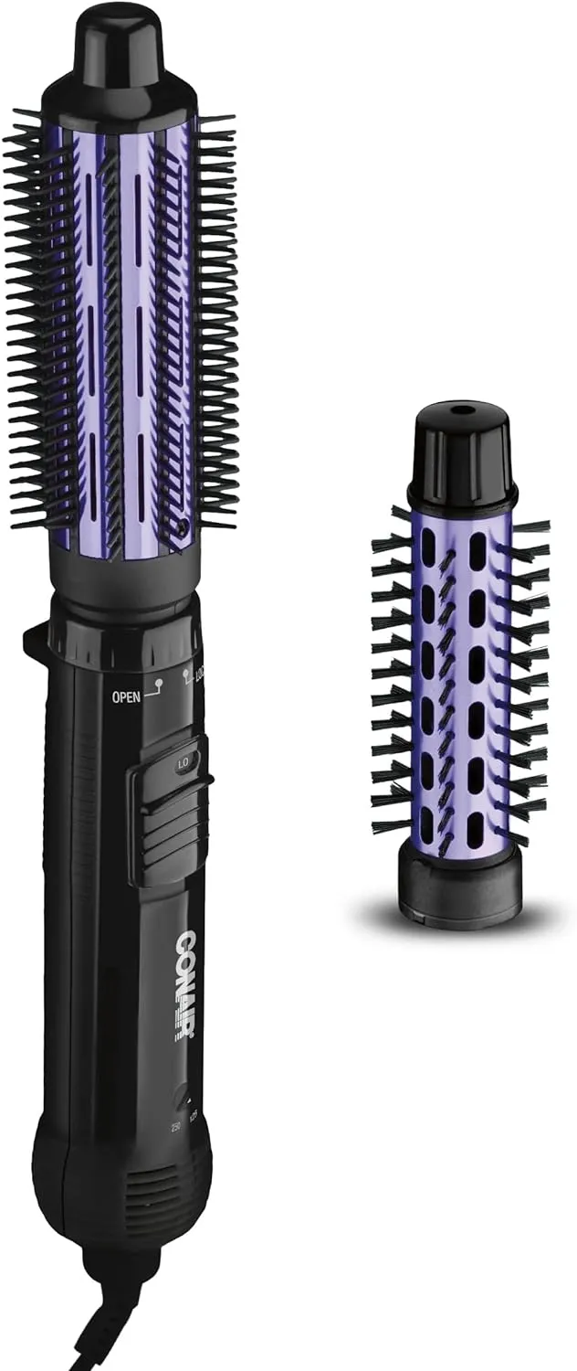 Conair 2-in-1 Hot Air Curling Combo, Includes 1.5-inch Curl Brush and 1-inch Aluminum Bristle Brush