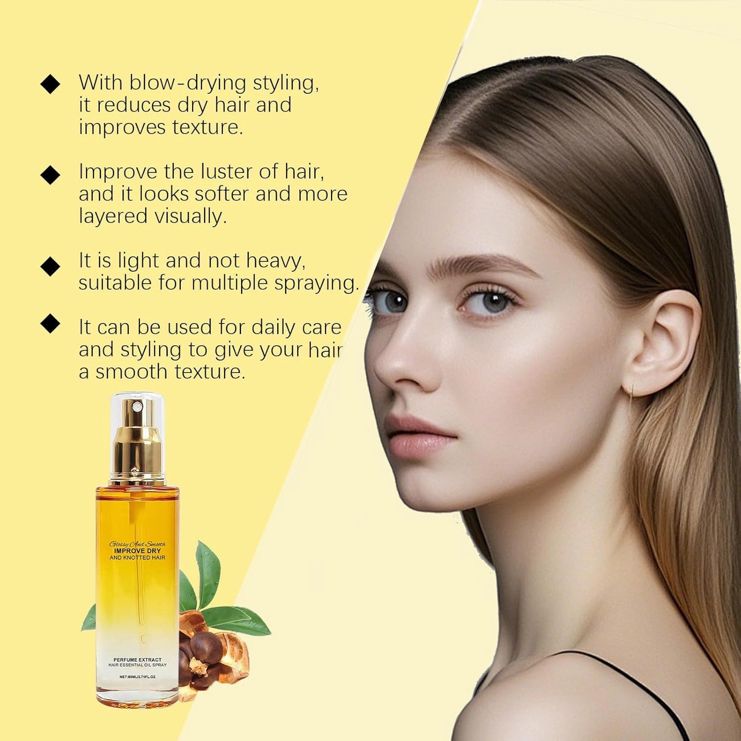 Conditioning Oil Spray, 80ml Conditioning Oil Spray Scalp & Hair Strengthener Leave-In Conditioner Comforting Shampoo (1, 3Pcs)