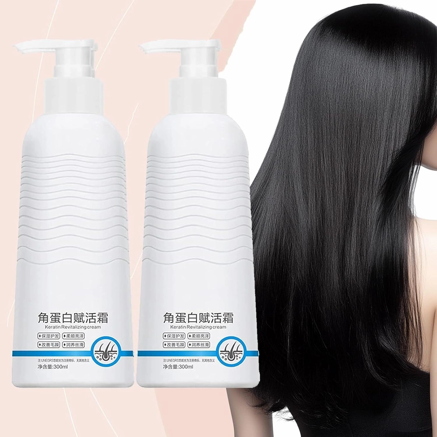 Consolidateh Keratin Revitalizing Cream, Consolidateh Hair Serum, Smoothing Moisture Deep Conditioner,Keratin Boost Awakening Hair, Hair Smoothing Leave-In Conditioner for Women (1, 2Pcs)