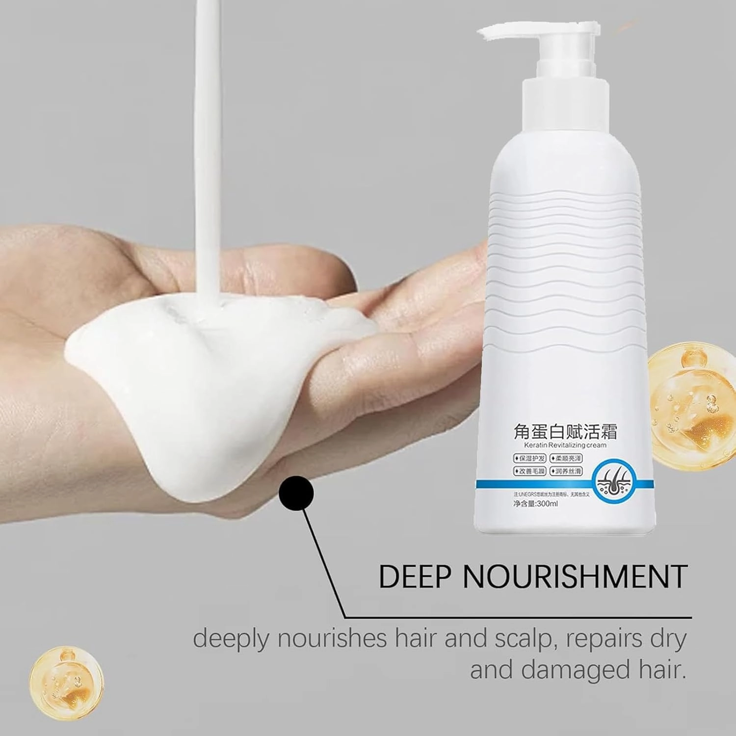Consolidateh Keratin Revitalizing Cream, Consolidateh Hair Serum, Smoothing Moisture Deep Conditioner,Keratin Boost Awakening Hair, Hair Smoothing Leave-In Conditioner for Women (1, 2Pcs)