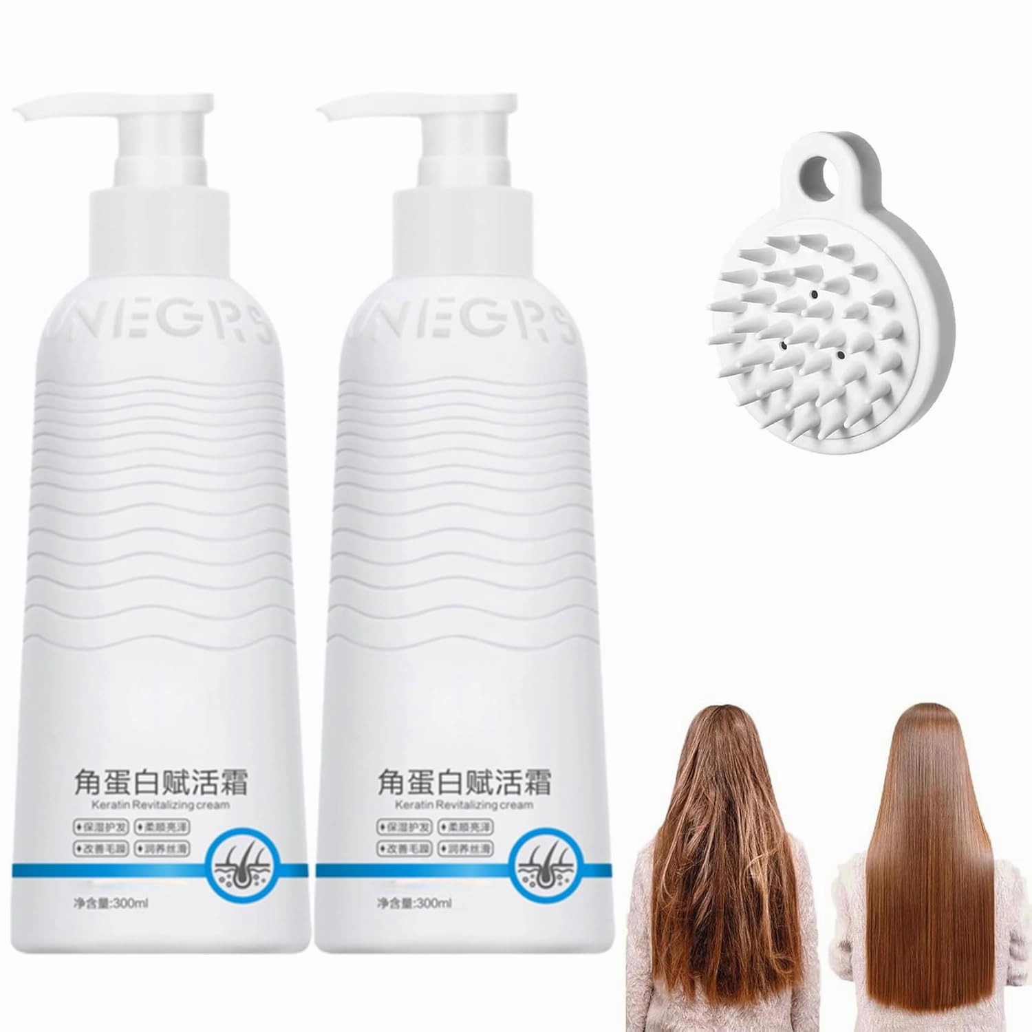 Consolidateh Keratin Revitalizing Cream, Keratin Enrichment Cream, Keratins Boost Awakening Hair, Strengthening Smoothing Leave-In Conditioner For Women (2PCS)