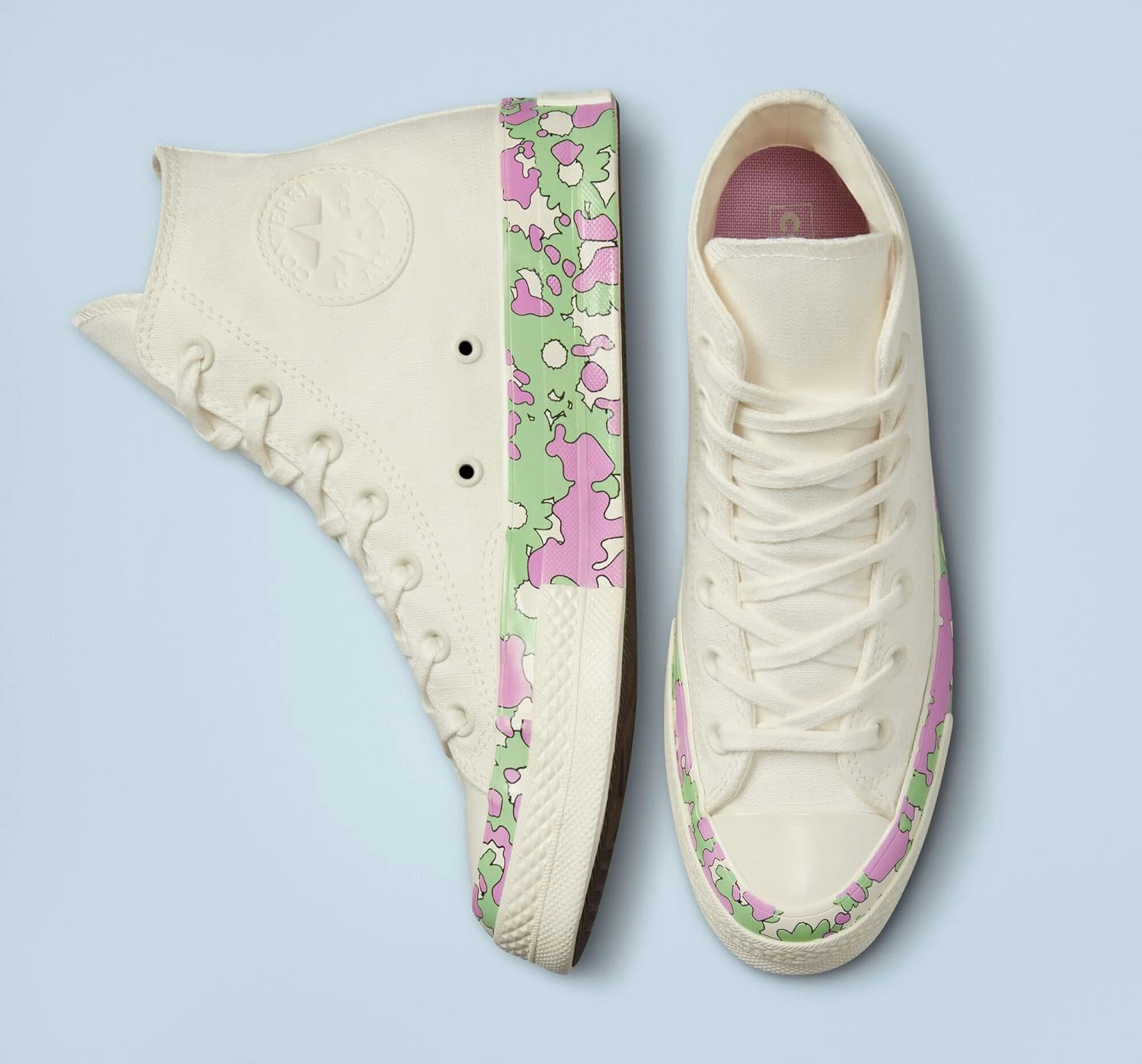 Converse Chuck 70 Hi Crafted Florals Egret/Beyond Pink/Lime Rave