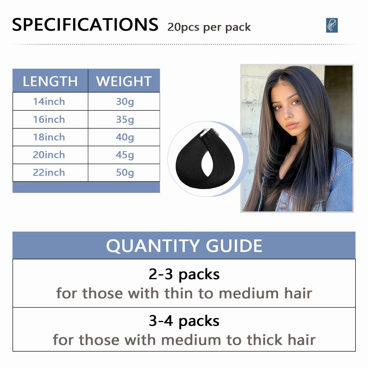 COOKAYU Invisi Edge Tape in Extensions Human Hair, Natural Black Seamless Injected Tape Ins Remy Hair 20Inch 45g 20pcs Straight Extensions Silky Smooth