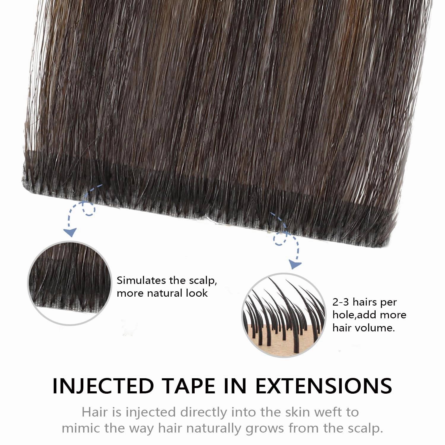 COOKAYU Invisi Edge Tape in Hair Extensions Real Human Hair Seamless Injected Tape Ins 14Inch 20pcs 30g Natural Black to Medium Brown and Caramel blonde Extensions