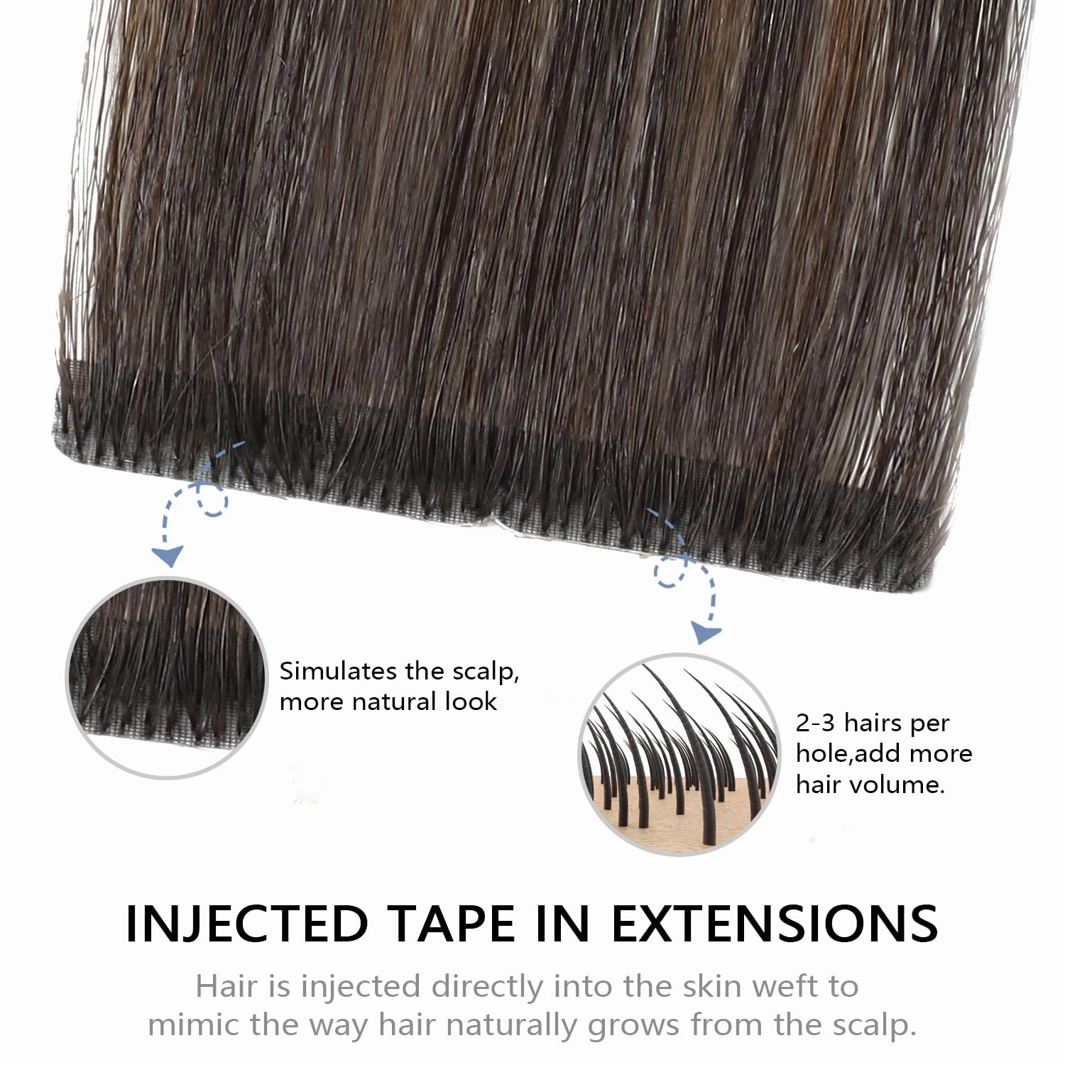 COOKAYU Invisi Edge Tape in Hair Extensions Real Human Hair Seamless Injected Tape Ins 20Inch 20pcs 45g Natural Black to Medium Brown and Caramel blonde Extensions