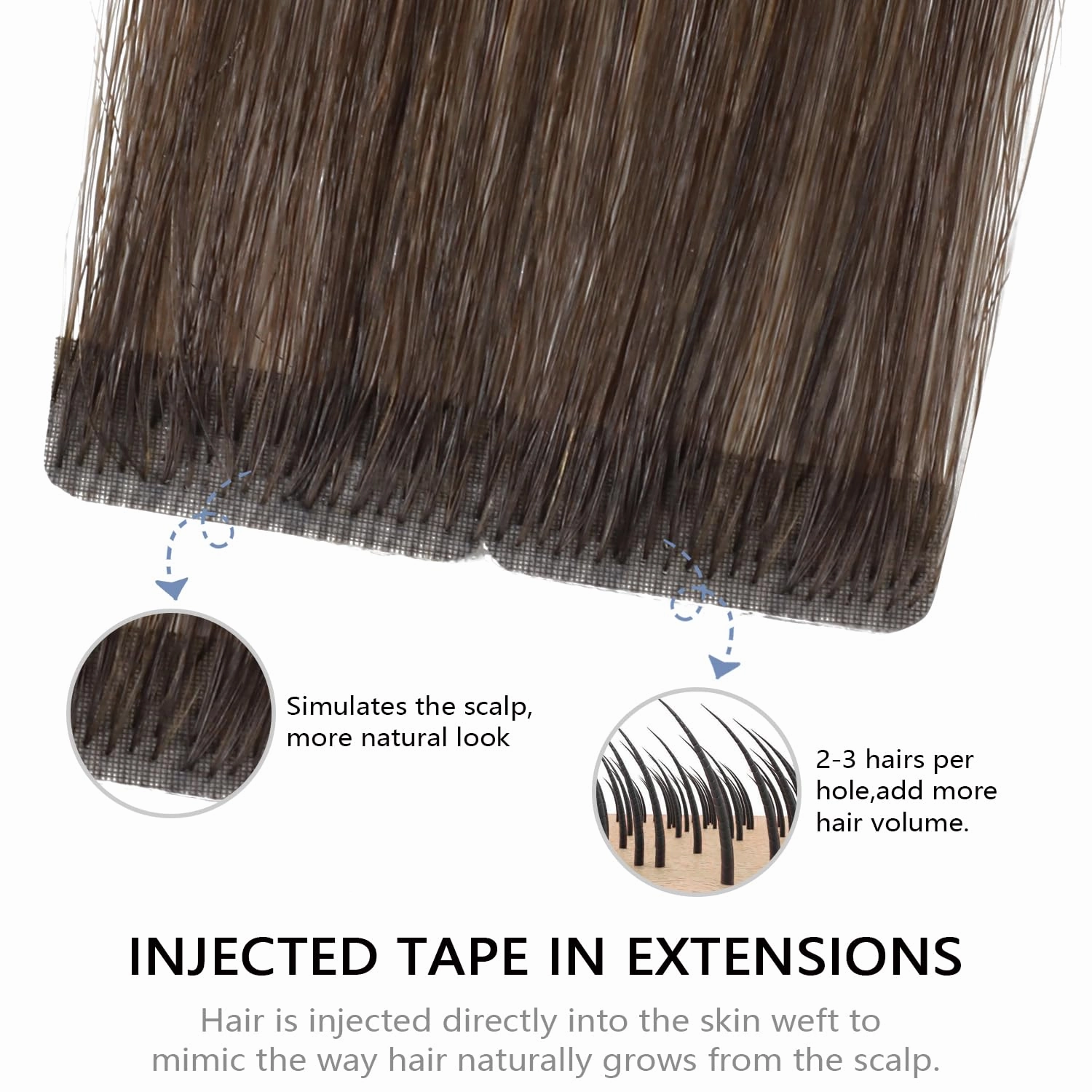 COOKAYU Invisible Tape in Hair Extensions, Balayage Dark Brown to Dirty Blonde 20Inch 20pcs 45g/pack Straight Real Human Hair Invisible Injected Tape in Extensions