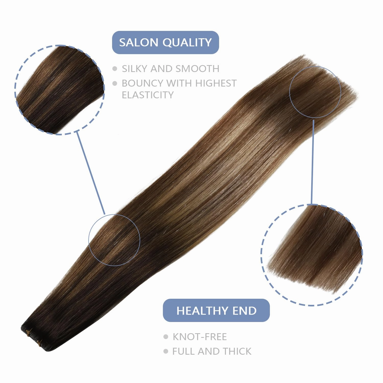 COOKAYU Invisible Tape in Hair Extensions, Balayage Dark Brown to Dirty Blonde 22Inch 20pcs 50g/pack Straight Real Human Hair Invisible Injected Tape in Extensions