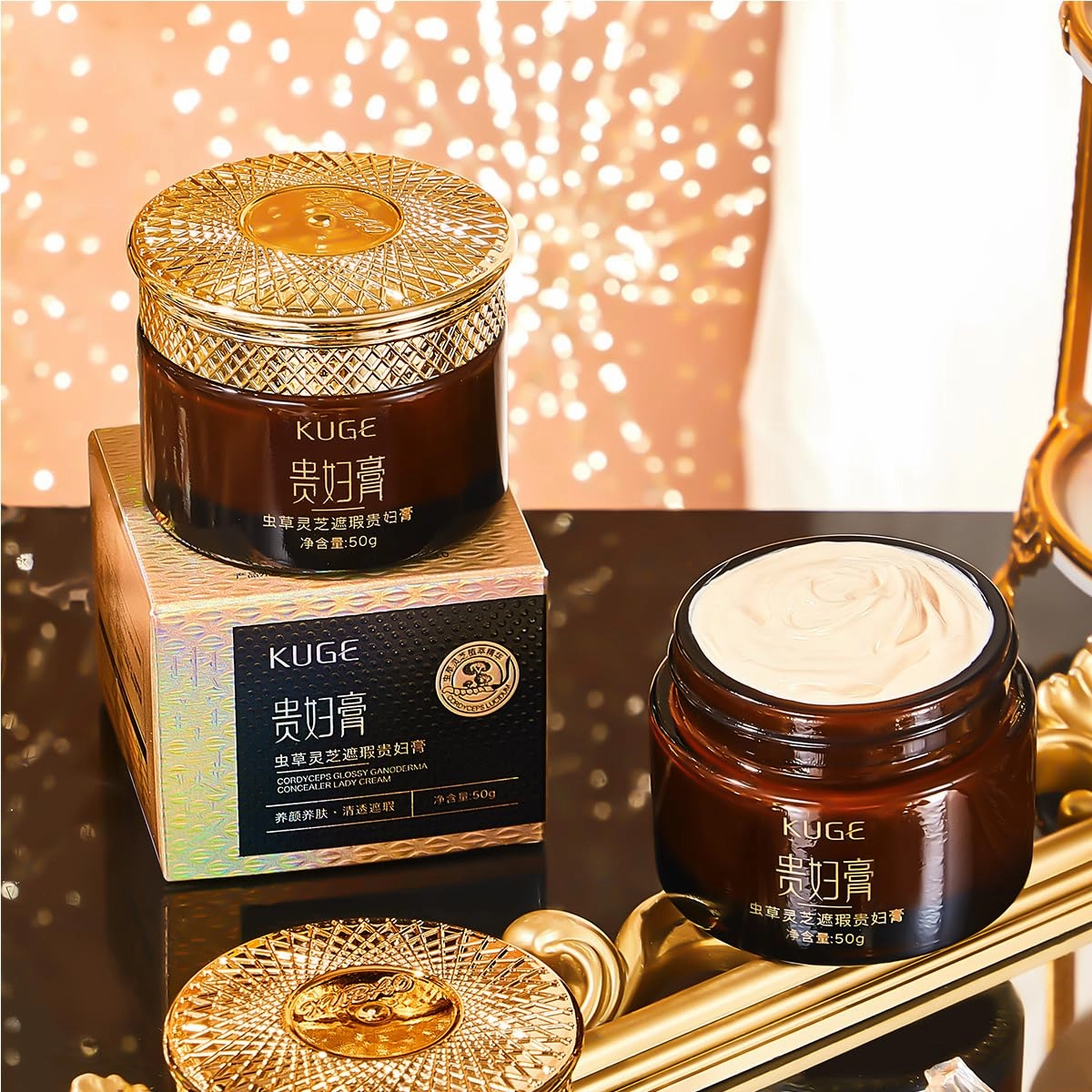 Cordyceps Lingzhi Noblewoman's Cream, 50g KUGE Face Cream, Cordyceps Ganoderma Tone-Up Cream Lady Cream, Japan Cordyceps Ganoderma Balm, Luxurious Moisturizing Tone up Cream (250g)