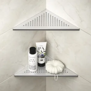Corner Shower Shelves, 10" Brushed 304 Stainless Steel Recessed Shelf for Bathroom, Grout in Shelf for Tiled Wall, 2 Pack, No Drilling Needed
