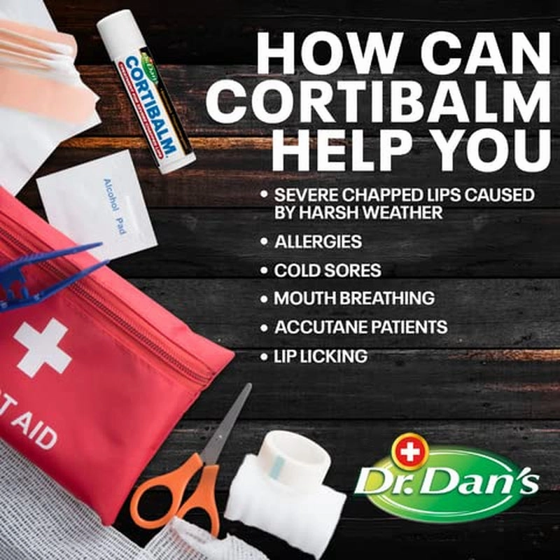 Cortibalm -3 Pack -For Dry Cracked Lips - Healing Lip Balm for Severely Chapped Lips- Designed for Men, Women and Children
