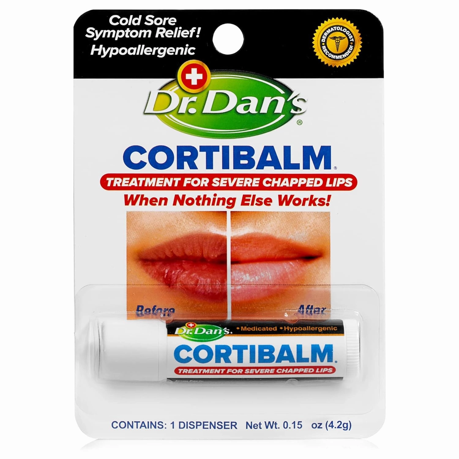 Cortibalm -3 Pack -For Dry Cracked Lips - Healing Lip Balm for Severely Chapped Lips- Designed for Men, Women and Children