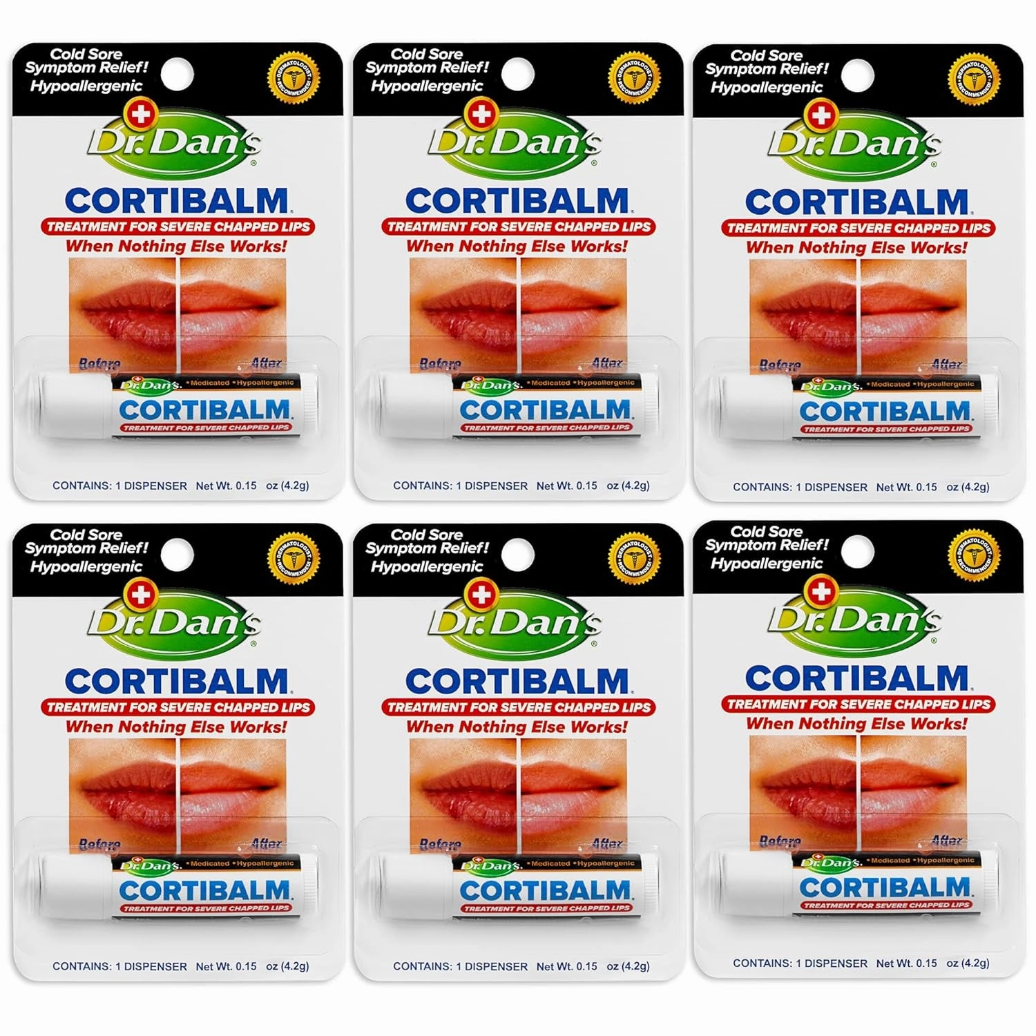 Cortibalm -3 Pack -For Dry Cracked Lips - Healing Lip Balm for Severely Chapped Lips- Designed for Men, Women and Children