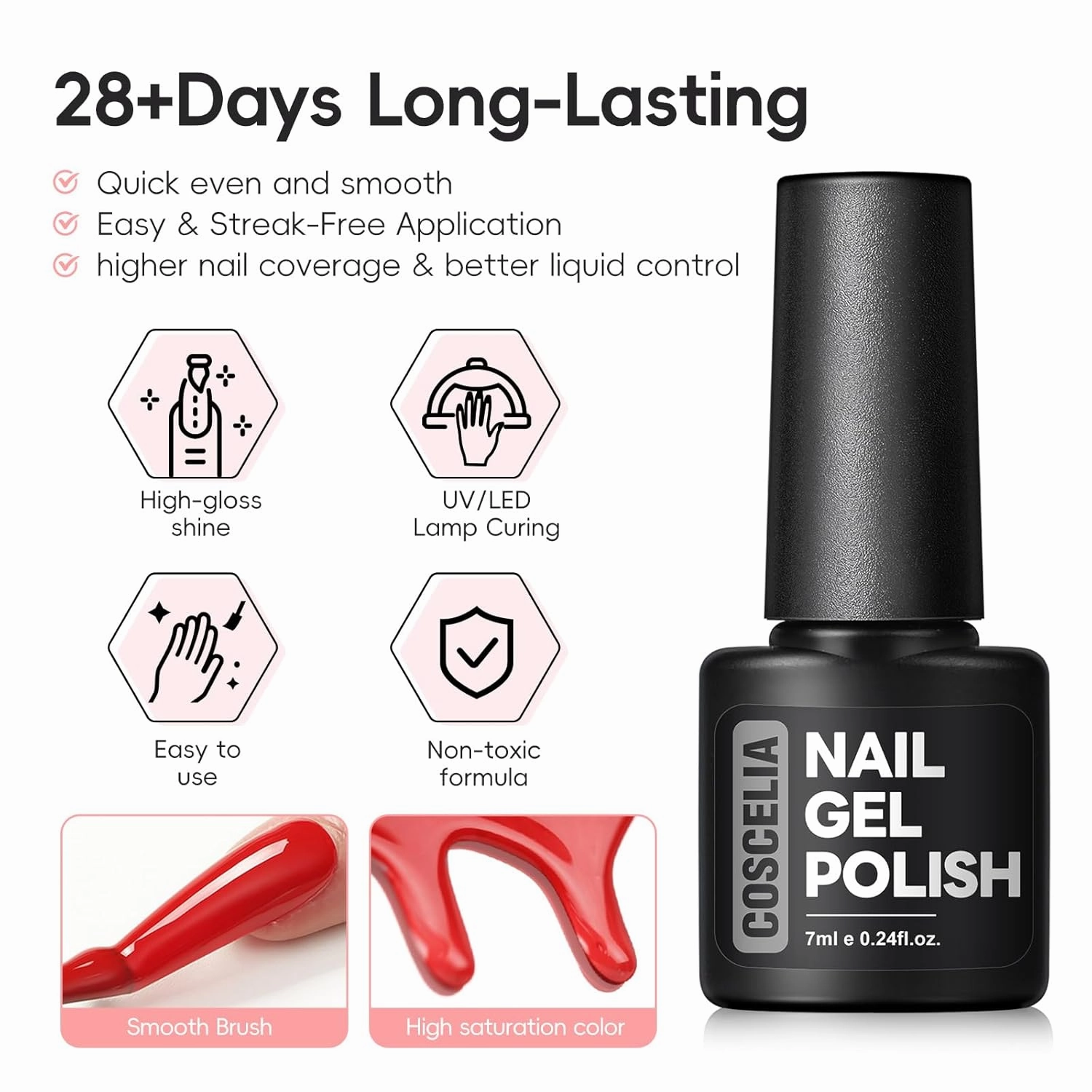 COSCELIA 40PCS Gel Nail Polish Set, 35 Colors Gel Polish with 5pcs Top and Base Coat Nude White Pink Red Green Blue Spring Colors All Seasons Nail Art Manicure Kit Gifts for Women Salon DIY at Home