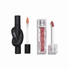 Cover & Shine Set - Watery Peach, Tie up Cover Tint 02 Coral Step & Icy Glow 07 Noble, K-Beauty Matte Lip base Gloss