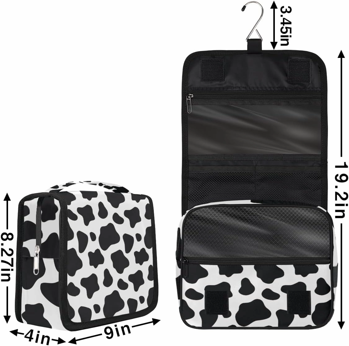 Cow Hanging Toiletry Bag Animal Cow Printed Travel Makeup Bag Portable Large Waterproof Cosmetic Bag Organizer for Make up Accessories Shampoo Body Cream Brushes Set