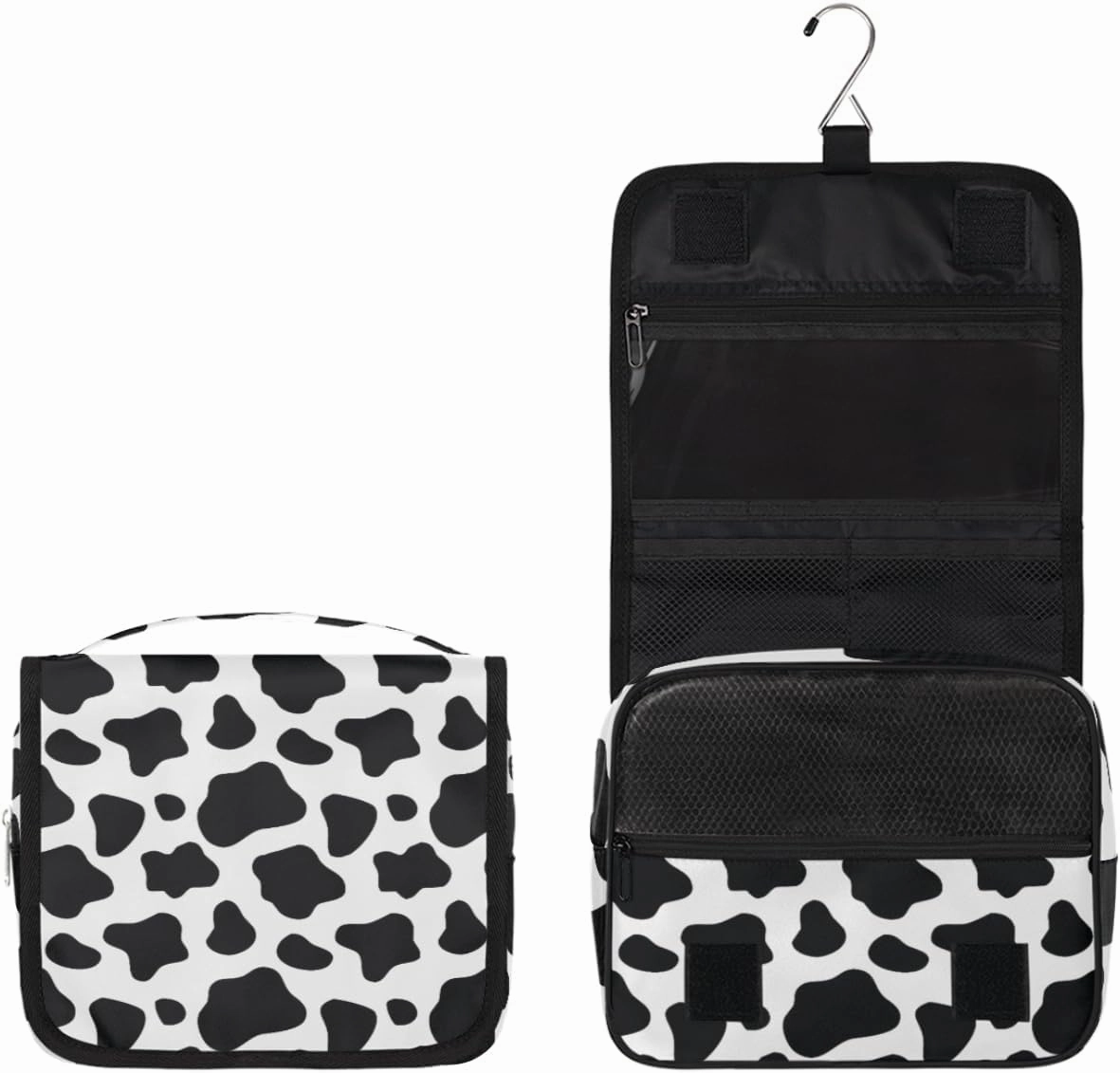 Cow Hanging Toiletry Bag Animal Cow Printed Travel Makeup Bag Portable Large Waterproof Cosmetic Bag Organizer for Make up Accessories Shampoo Body Cream Brushes Set