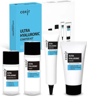 coxir Ultra HYALURONIC Starter KIT/Cleansing Oil Toner ampoule Cream tralvel kit/[2.68 fl.oz (Pack of 1)] / Korean Skin Care
