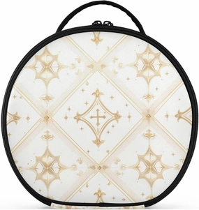 Cross Cream White Holiday Gold Travel Bag with Compartments & Handle stylish Make Up Bags For Women with adjustable dividers 11 IN
