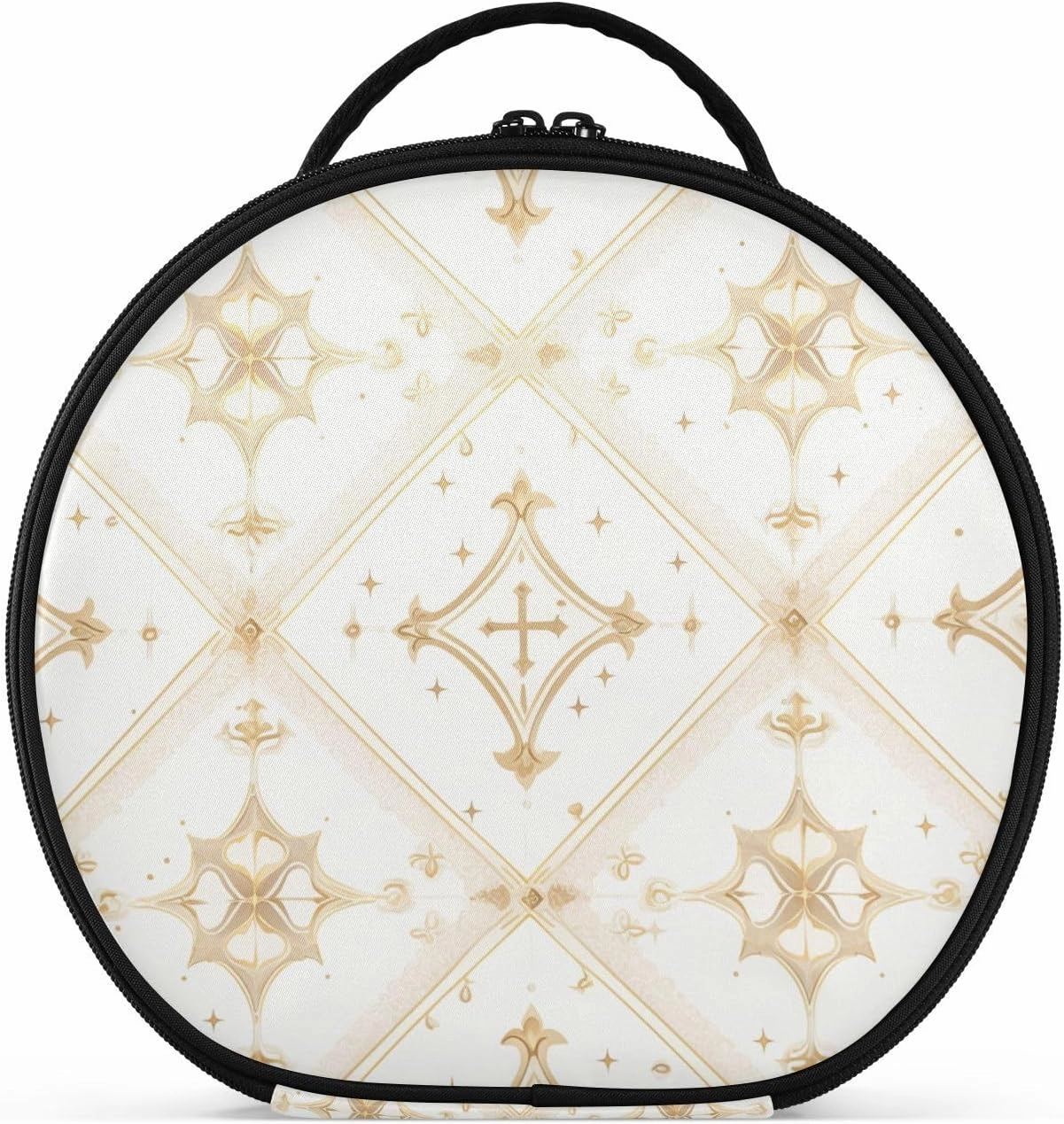 Cross Cream White Holiday Gold Travel Bag with Compartments & Handle stylish Make Up Bags For Women with adjustable dividers 11 IN