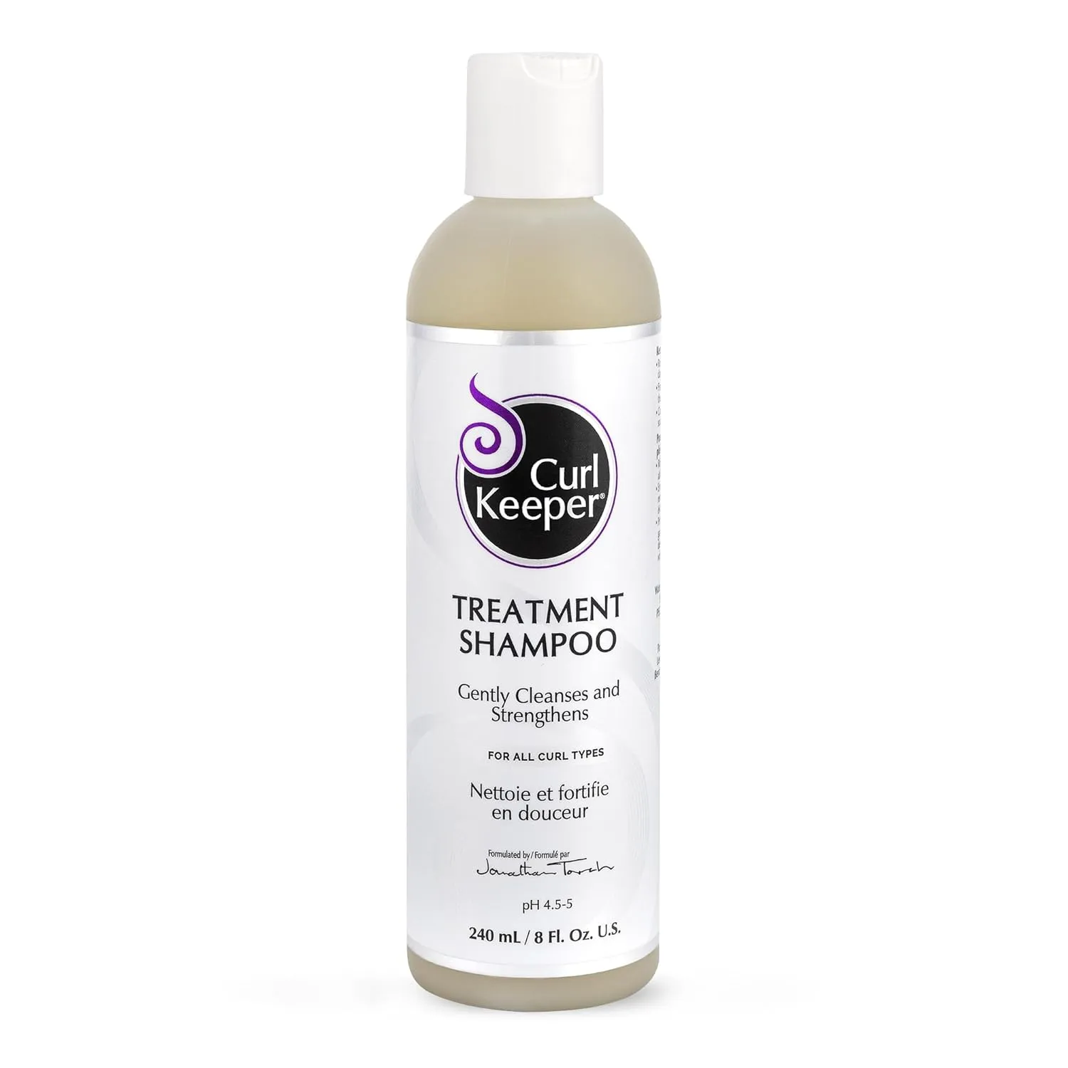 Curl Keeper Treatment Shampoo for Curly Hair, 8 Fl Oz - Daily Hair Shampoo Gently Cleanses & Strengthens All Curl Types - Rebuilds & Restores Damaged Hair - Water Based & Sulfate Free Shampoo