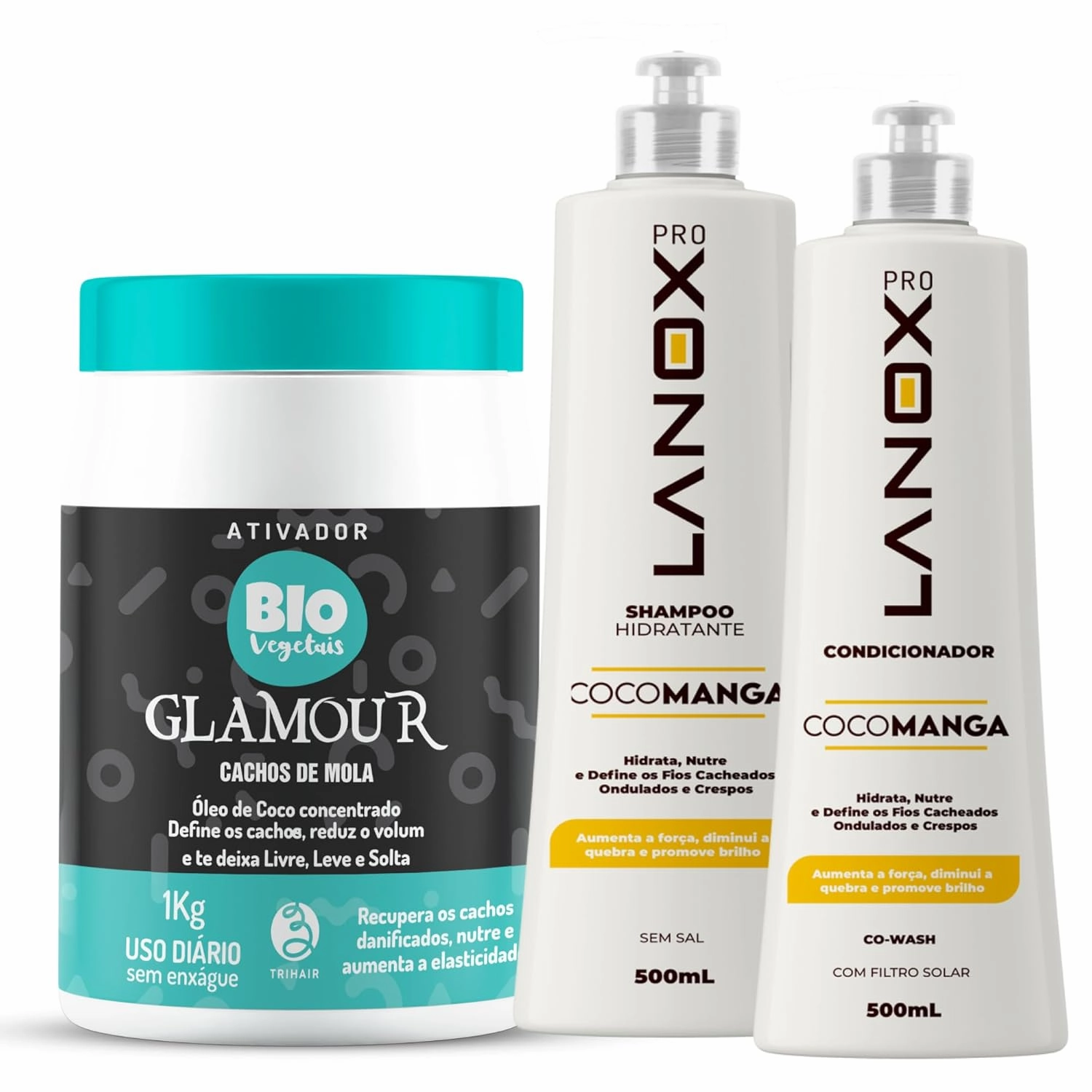 Curl Care Kit – Curl Activator 1kg   CocoManga Shampoo 500ml & Conditioner 500ml – Define Curls, Fights Frizz & Hydrates Wavy, Curly & Coily Hair
