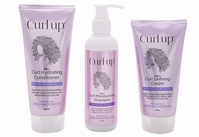 Curl-Up's Curl Care Bundle with Curly Hair Shampoo, Conditioner and Curl Defining Cream - For Dry Frizzy, Wavy & Curly Hair - Sulphate Paraben And Silicone Free (Combo of 3)