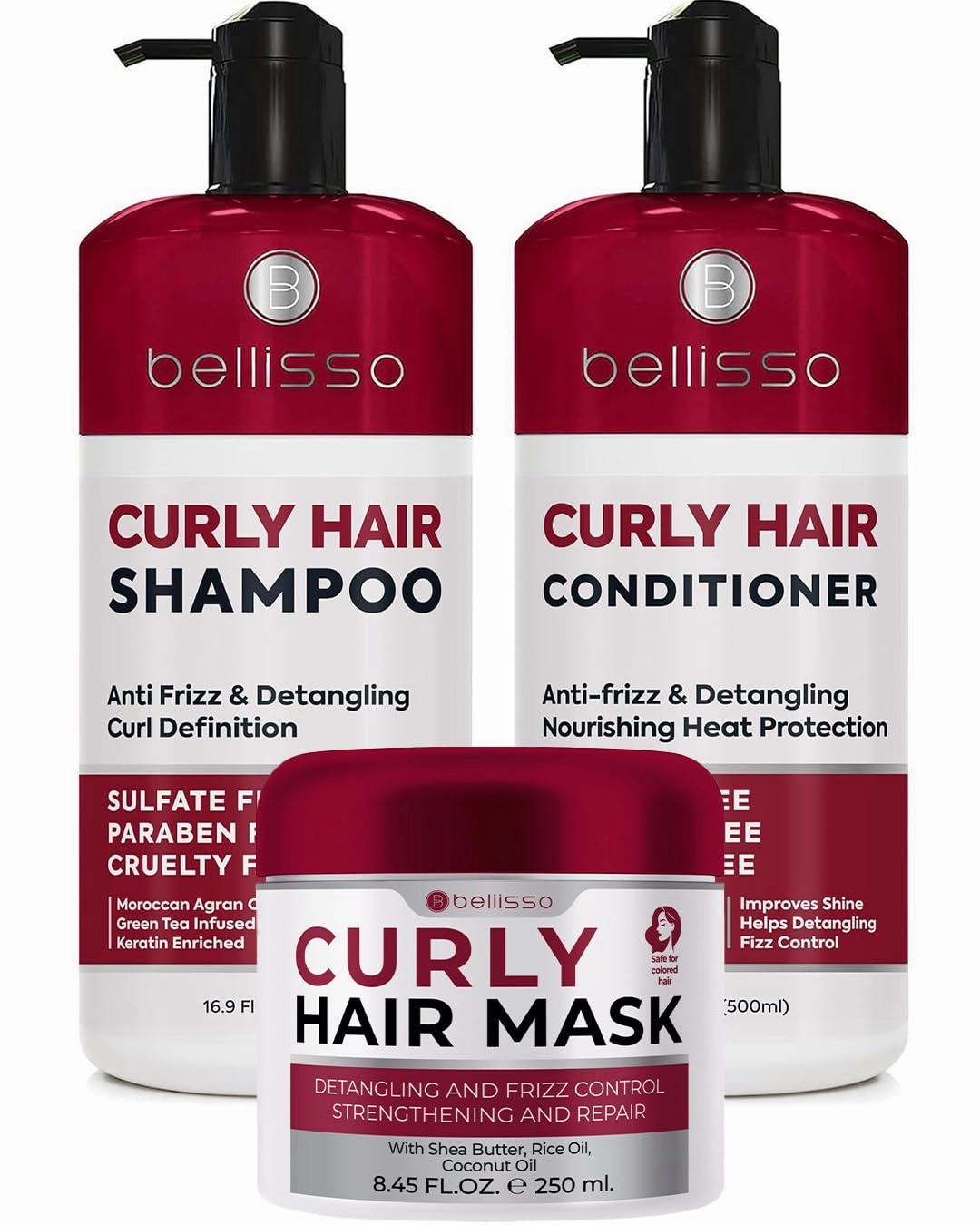 Curly Hair Shampoo and Conditioner Set and Curly Hair Mask