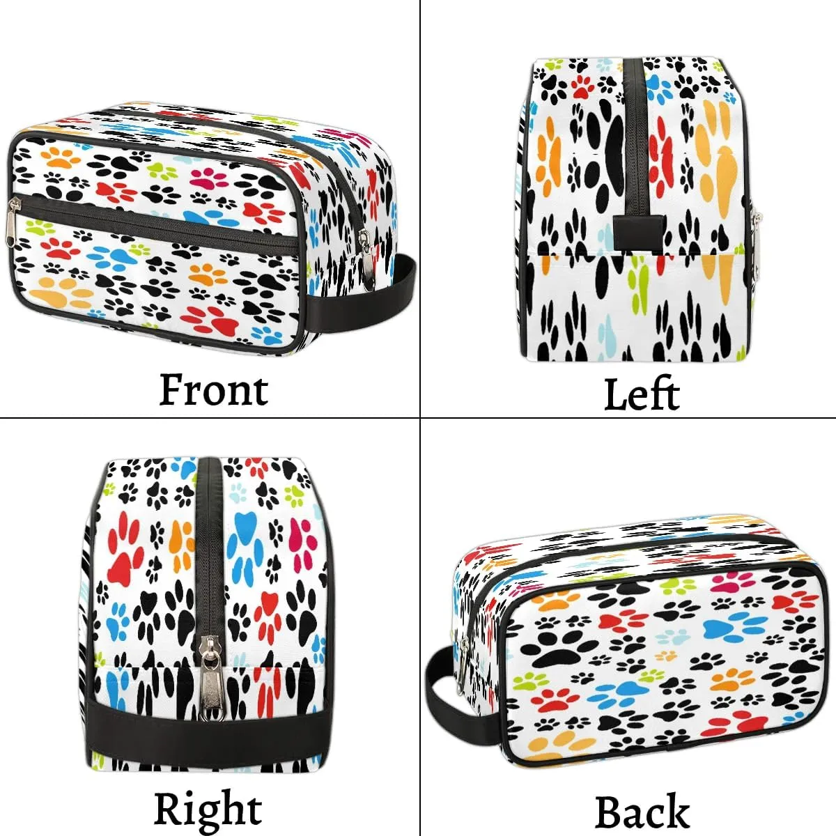Cute Cat Dog Paws Travel Toiletry Bag for Women Men Small Cosmetic Makeup Organizer Water Resistant Shaving Bag Portable Make Up Bag Storage Bags with Handle