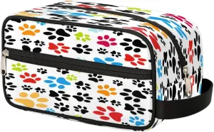 Cute Cat Dog Paws Travel Toiletry Bag for Women Men Small Cosmetic Makeup Organizer Water Resistant Shaving Bag Portable Make Up Bag Storage Bags with Handle