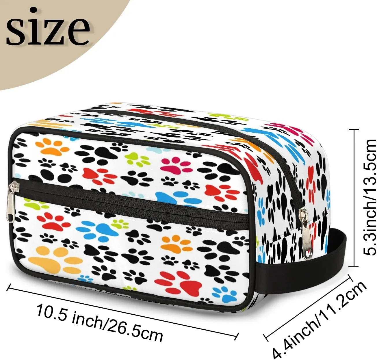 Cute Cat Dog Paws Travel Toiletry Bag for Women Men Small Cosmetic Makeup Organizer Water Resistant Shaving Bag Portable Make Up Bag Storage Bags with Handle