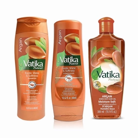 Dabur Vatika Naturals Shampoo, Conditioner and Hair Oil Set (Argan) - 400   400   300ml