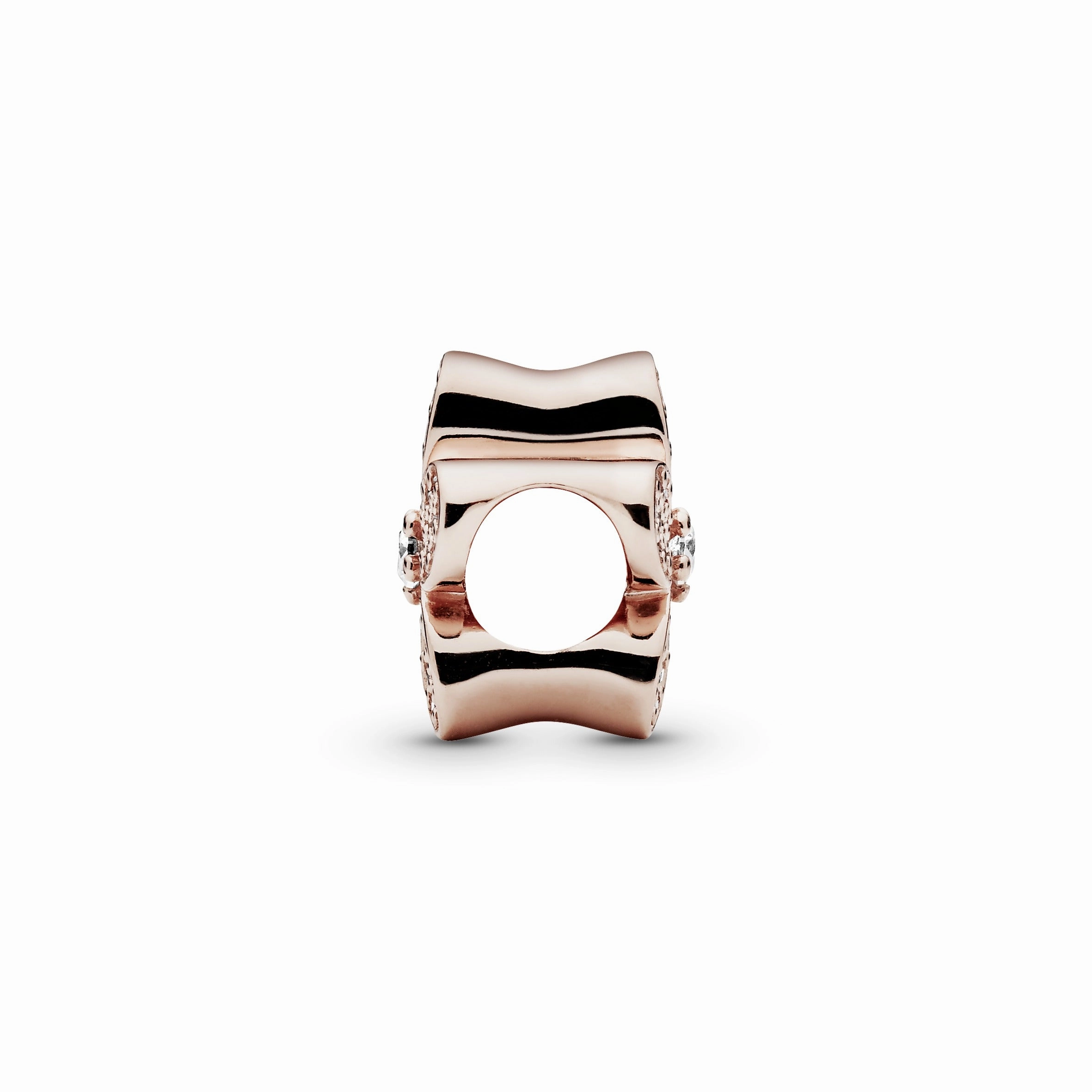 Daisy pave 14k Rose Gold-plated charm with clear cubic zirconia