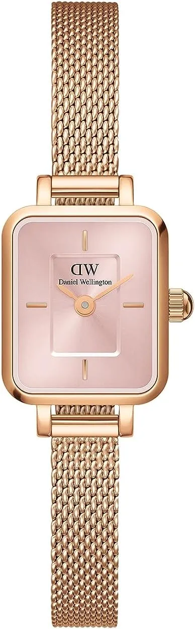 Daniel Wellington Quadro Mini Women’s Watch – 15.4x18.2mm Square Case, Japanese Quartz Movement, Stainless Steel Mesh Strap, Water Resistant, Rose Gold Watch for Women - Evergold Blush