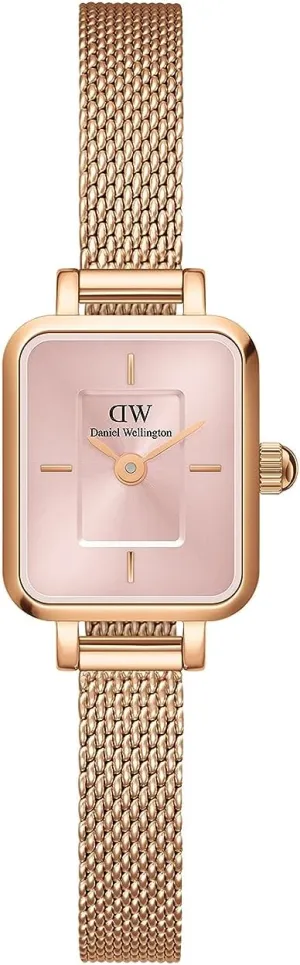 Daniel Wellington Quadro Mini Women’s Watch – 15.4x18.2mm Square Case, Japanese Quartz Movement, Stainless Steel Mesh Strap, Water Resistant, Rose Gold Watch for Women - Evergold Blush