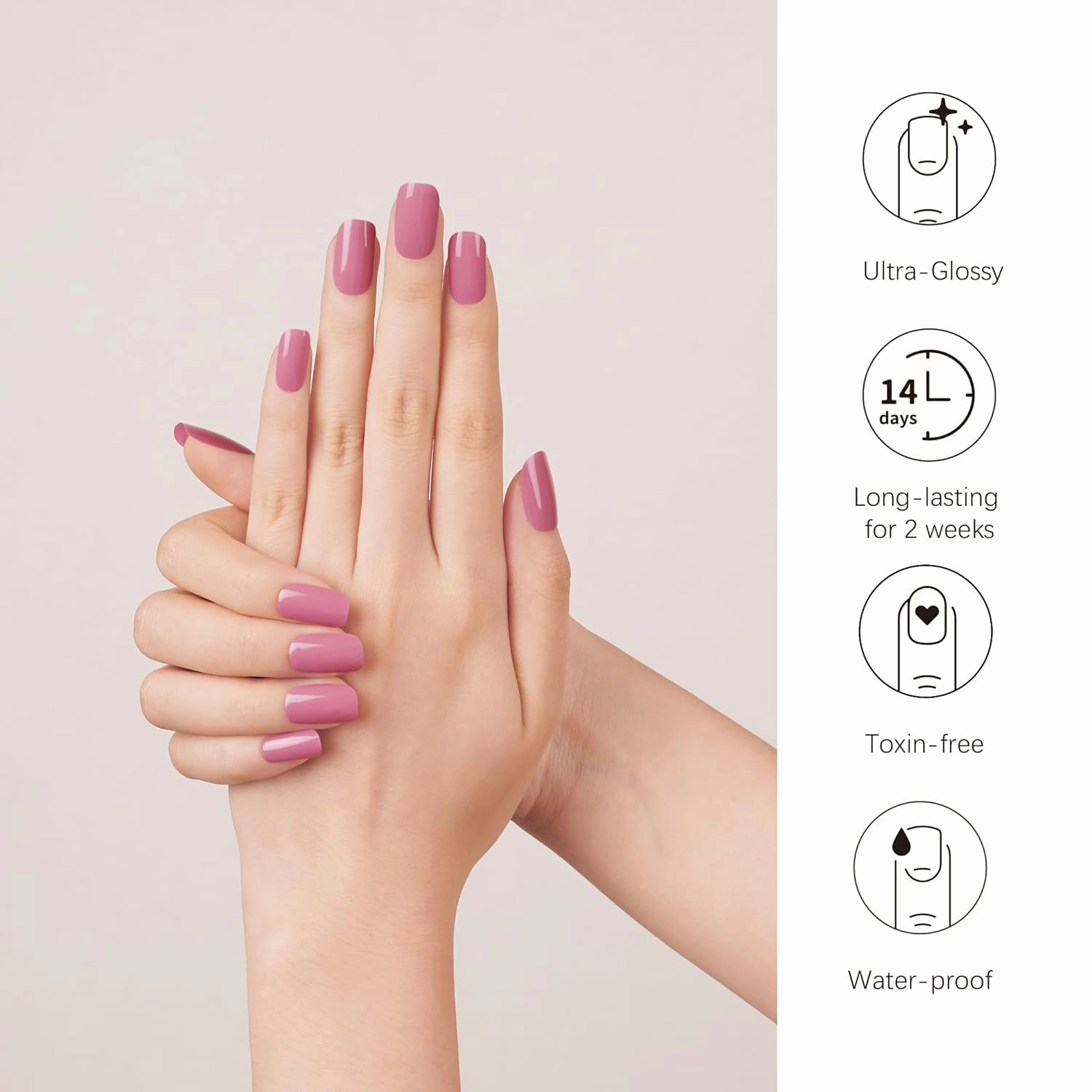 DANNI & TONI Semi Cured Gel Nail Strips (Pink Lemonade) Fuchsia Glossy Gel Nail Wraps 28 Stickers