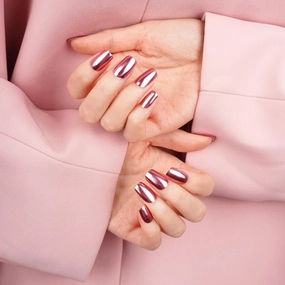DANNI & TONI Semi Cured Gel Nail Strips Rose Gold (Mirror Blush) Mirror Metallic Glossy Nail Wraps 28 Stickers