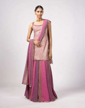 Dark blush kurta and lehenga pants set