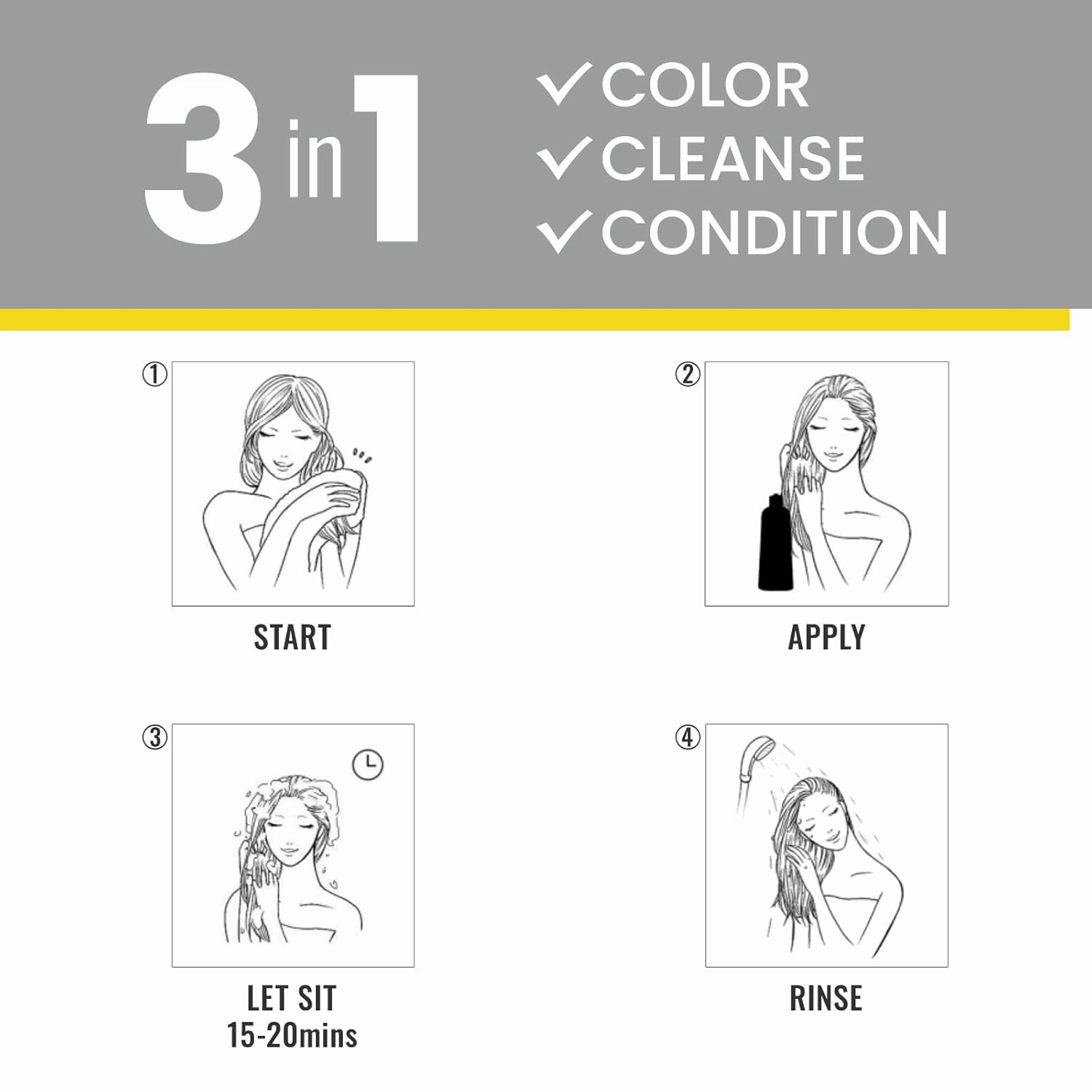 Dark Brown Hair Dye Shampoo 3-in-1 – Gray Coverage, Semi-Permanent, Herbal, No Harsh Chemicals – Easy & Long-Lasting Hair Color (Dark Brown, 14.20Fl Oz - 420ml)