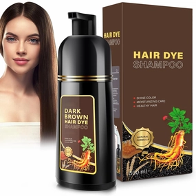 Dark Brown Hair Dye Shampoo 3 in 1 for Gray Hair, Herbal Dark Brown Dye for Women Men, Grey Coverage Shampoo 500ml