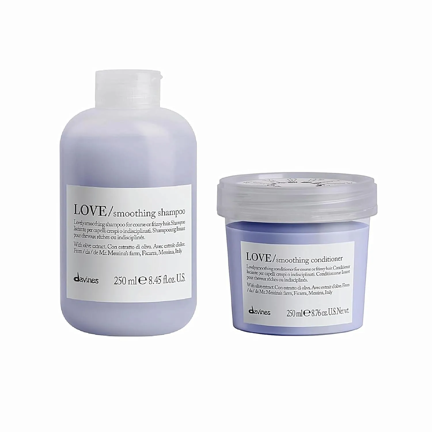 Davines LOVE Smoothing Shampoo & Conditioner, Gentle Cleansing for Frizzy or Coarse Hair, Smooth, Soften & Nourish, Adds Shine, 8.45 & 8.87 fl. oz.