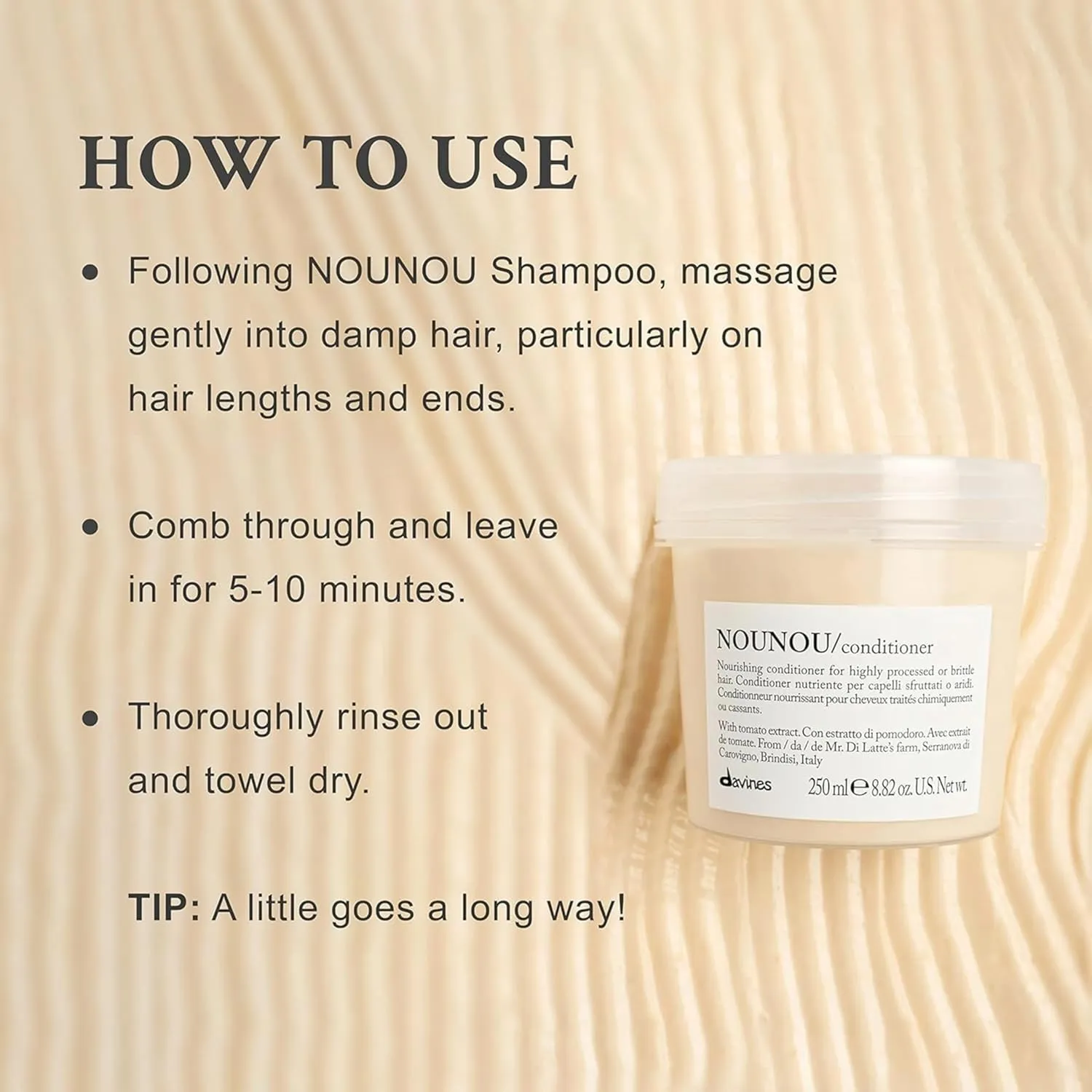 Davines NOUNOU Conditioner | Hydrating Deep Conditioner for Bleached, Permed, Relaxed, Damaged or Very Dry Hair | Replenishes Chemically Processed Hair | 2.5 fl oz