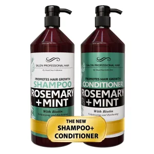 Dead Sea Collection Shampoo and Conditioner Set for Strengthening and Volume - Pure Dead Sea Minerals, Rosemary and Mint – Hair Care - Nutrition, Repair and Shine - Pack of 2 (33.8 & 30.6 Fl. Oz)
